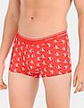 Calvin Klein Underwear Men Red CK One Allover Monogram Print Stretch Trunks