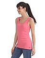 U.S. Polo Assn. Women Pink Ribbed Tank Top