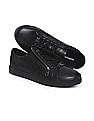 Calvin Klein Men Black Vulcanized Zipper Debossed Lace Up Sneakers