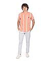 U.S. Polo Assn. Men Peach Striped Short Sleeve Polo Shirt