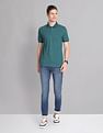 AD by Arvind Geometric Print Cotton Polo Shirt