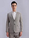 Tommy Hilfiger Self-Design Regular-Fit Polyester Single Breasted Blazer