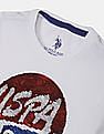 U.S. Polo Assn. Kids Boys White Crew Neck Flippy Sequin Logo T-Shirt