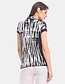 U.S. Polo Assn. Women Black Tie And Dye Pique Polo Shirt