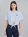 Tommy Hilfiger Womens Blue Solid T-Shirts