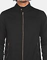 Flying Machine High Neck Zip Up Solid Jacket