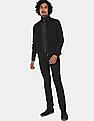 Flying Machine High Neck Zip Up Solid Jacket
