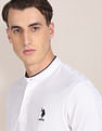 U.S. Polo Assn. Men White Stylized Collar Solid Pure Cotton Polo Shirt