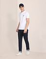 U.S. Polo Assn. Men White Stylized Collar Solid Pure Cotton Polo Shirt