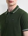 Arrow Sport Striped Collar Solid Polo Shirt