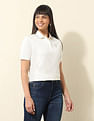 U.S. Polo Assn. Women Boxy Fit Brand Printed Polo Shirt