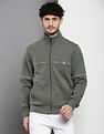 Calvin Klein High Neck Solid Zip Through Sweatshirt