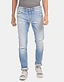 Calvin Klein Men Blue Slim Tapered Fit Cotton Stretch Ripped Jeans