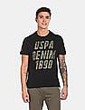 U.S. Polo Assn. Denim Co. Men Black Brand Print Cotton T-Shirt
