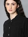 Flying Machine Women Spread Collar Solid Denim Jacket