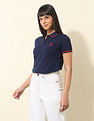 U.S. Polo Assn. Women Regular Fit Brand Printed Polo Shirt