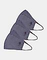 U.S. Polo Assn. Unisex Adults Grey And Pink Triple Layer Reversible Anti Bacterial Reusable Face Masks - Pack Of 3