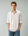 Arrow Sport Air Soft Regular Fit Vertical Striped Shirt