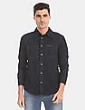 Calvin Klein Men Dark Blue Long Sleeve Utility Denim Casual Shirt