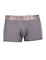 Calvin Klein Underwear Men Grey Elasticized Brand Waist Solid Trunks