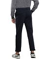 Calvin Klein Men Navy Solid Sateen Slim Fit Chinos