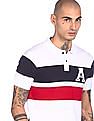 Aeropostale Men White Short Sleeve Colour Block Polo Shirt