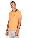U.S. Polo Assn. Striped Collar Solid Polo Shirt