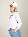 U.S. Polo Assn. Women Long Sleeve Flag Print Heathered T-Shirt