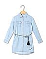 U.S. Polo Assn. Kids Girls Tie Waist Shirt Dress