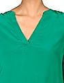 Tommy Hilfiger Women Green Notch Collar Solid Top