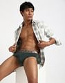 Calvin Klein Underwear Mens Solid Green Briefs