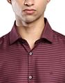 Calvin Klein Men Burgundy Horizontal Stripe Dobby Slim Fit Casual Shirt