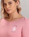 U.S. Polo Assn. Women Three Quarter Sleeve Solid T-Shirt