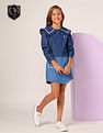 U.S. Polo Assn. Kids Girls Cape Collar Chambray Top