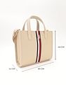 Tommy Hilfiger Solid Beige Nylon Handbag