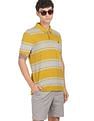 AD by Arvind Cotton Horizontal Striped Polo Shirt