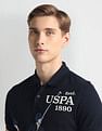U.S. Polo Assn. Denim Co. Ribbed Collar Brand Print Polo Shirt