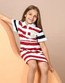 U.S. Polo Assn. Kids Girls Horizontal Striped Knitted Dress