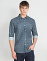 Flying Machine Geometric Print Cotton Shirt