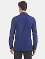 USPA Tailored Men Royal Blue Slim Fit Printed Formal Shirt