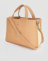 Tommy Hilfiger Solid Beige PU Hand Bags