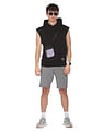 Calvin Klein Jeans Men Black Monogram Badge Sleeveless Hooded Sweatshirt