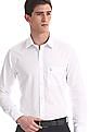 USPA Tailored White Tailored Regular Fit Solid Shirt