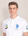 U.S. Polo Assn. Argentina Flag Appliqued Pique Polo Shirt