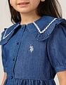 U.S. Polo Assn. Kids Girls Peter Pan Collar A-Line Dress
