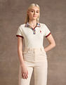 U.S. Polo Assn. Women Jacquard Collar Polo Shirt