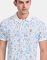 U.S. Polo Assn. White Allover Floral Print Pique Polo Shirt