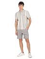 AD by Arvind Cotton Vertical Striped Polo Shirt