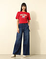 U.S. Polo Assn. Women High Rise Ultra Wide Leg Fit Jeans