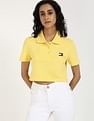 Tommy Hilfiger Solid Cropped-Fit Cotton Polo T-Shirt